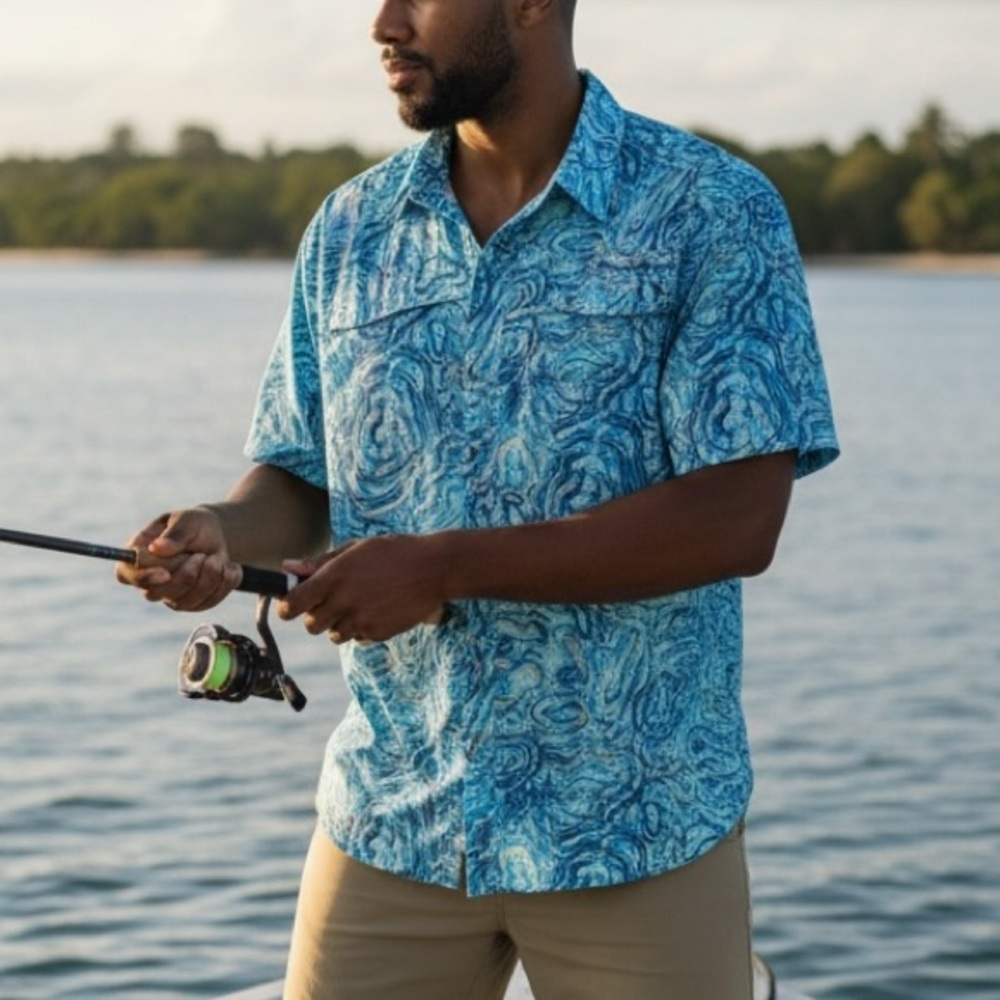 MENS FISHING / BOATING SHIRT. XXL. REEL LEGENDS SHORT SLEEVE, QUICK DRY, VENTED